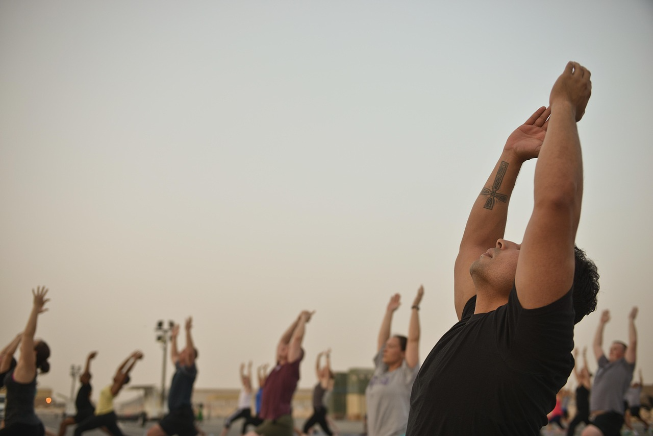 Group participating in outdoor fitness activities